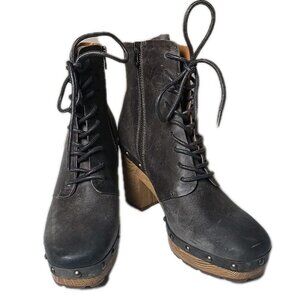 Kork-Ease Sherborn Women's Platform Leather Boots Dark Gray Cenere Size 8